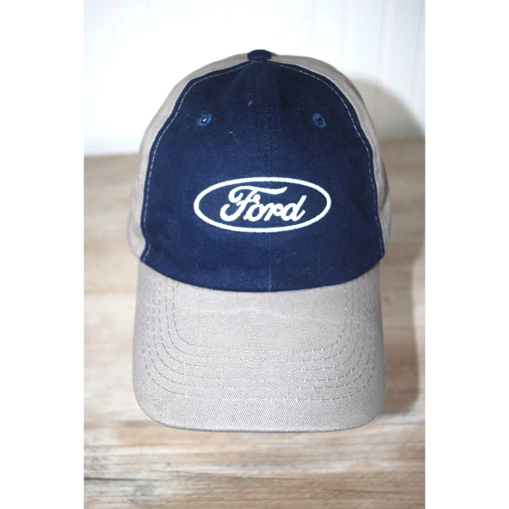 Ford Logo Hat Two Tone Embroidered Cap Navy/Grey Excellent Condition